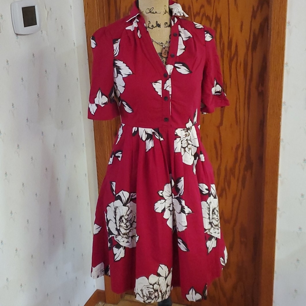 Anthro Maeve Dagmar Shirtdress 0 red floral